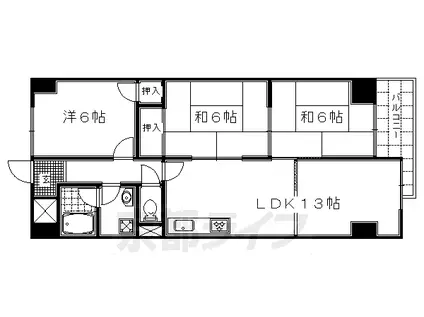 東海道本線 西大路駅 徒歩8分 10階建 築41年(3LDK/3階)の間取り写真