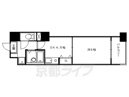 エスリード京都河原町第3(1DK/3階)の間取り写真