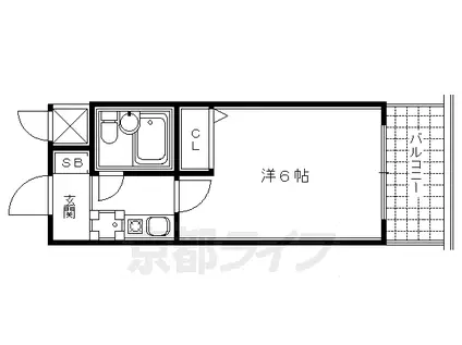 阪急電鉄京都線 京都河原町駅 徒歩3分 12階建 築27年(1K/8階)の間取り写真
