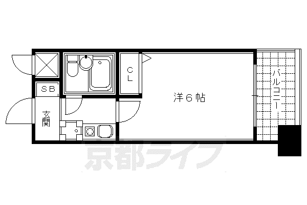 阪急電鉄京都線 京都河原町駅 徒歩3分 12階建 築27年(1K/6階)の間取り写真