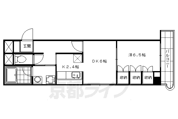 京阪電気鉄道京阪線 三条駅(京都) 徒歩10分 7階建 築31年(1LDK/6階)の間取り写真