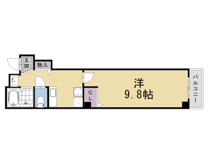 京都市烏丸線 四条駅(京都市営) 徒歩5分 5階建 築26年(1K/1階)の間取り写真