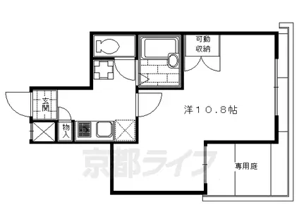 京都市烏丸線 四条駅(京都市営) 徒歩3分 5階建 築25年(1K/1階)の間取り写真
