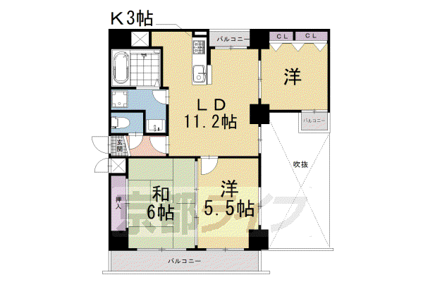 京都市烏丸線 四条駅(京都市営) 徒歩5分 10階建 築31年(3LDK/10階)の間取り写真