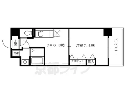 東海道本線 京都駅 徒歩7分 8階建 築25年(1DK/3階)の間取り写真