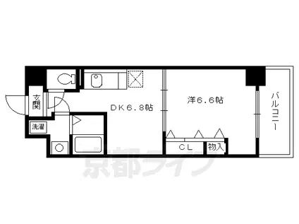 東海道本線 京都駅 徒歩7分 8階建 築25年(1DK/1階)の間取り写真