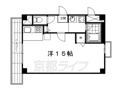 京都市烏丸線 丸太町駅(京都市営) 徒歩5分 7階建 築42年(ワンルーム/3階)の間取り写真