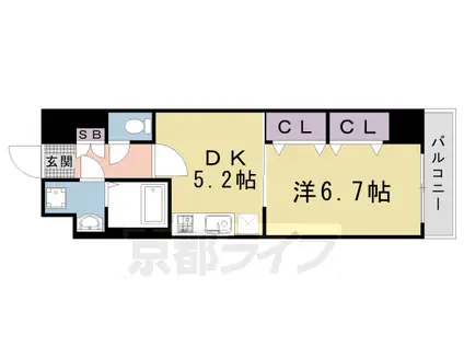 京都市烏丸線 四条駅(京都市営) 徒歩4分 10階建 築23年(1DK/5階)の間取り写真