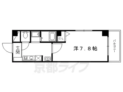 山陰本線 二条駅 徒歩12分 7階建 築23年(1K/7階)の間取り写真