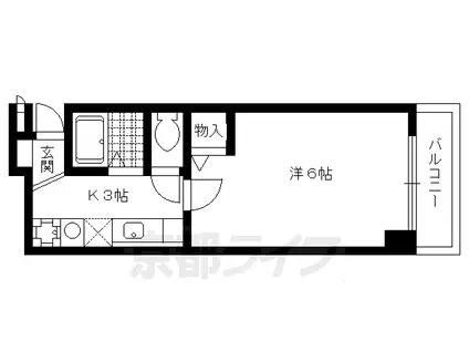 山陰本線 二条駅 徒歩13分 7階建 築23年(1K/7階)の間取り写真