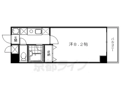 京都市東西線 京都市役所前駅 徒歩3分 7階建 築25年(1K/4階)の間取り写真