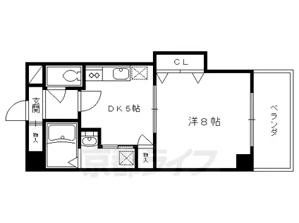 京都市烏丸線 四条駅(京都市営) 徒歩5分 7階建 築23年(1DK/2階)の間取り写真