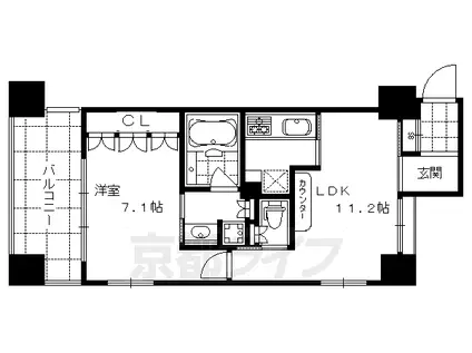 LEGAL京都四条河原町通Ⅱ(1LDK/6階)の間取り写真