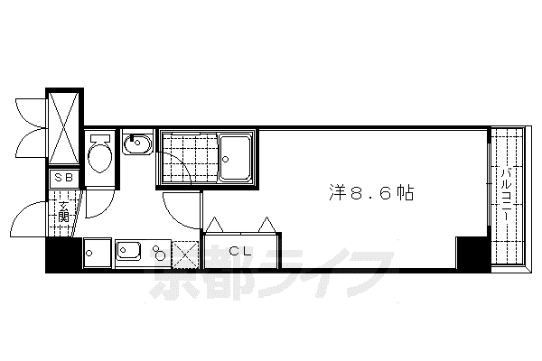 パルティール四条(1K/6階)の間取り写真
