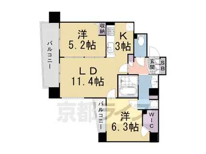 エステムプラザ京都四条烏丸(2LDK/7階)の間取り写真