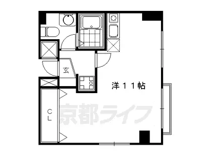 シティロイヤル祇園(1K/3階)の間取り写真