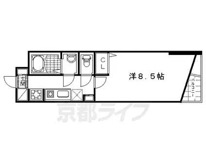 京都市烏丸線 五条駅(京都市営) 徒歩5分 4階建 築21年(1K/2階)の間取り写真