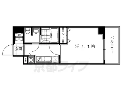 アスヴェル京都河原町二条(1K/4階)の間取り写真