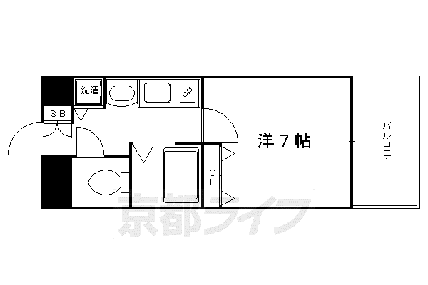 京都市烏丸線 四条駅(京都市営) 徒歩4分 7階建 築22年(1K/5階)の間取り写真