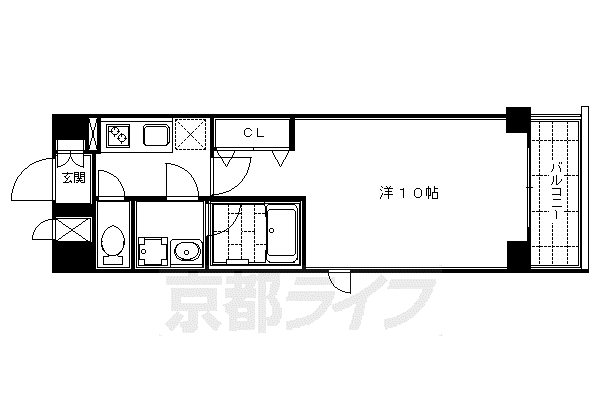 アスヴェル京都御所前3(1K/5階)の間取り写真