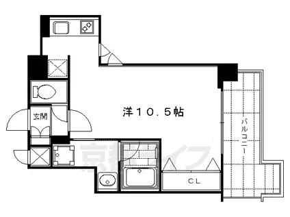 京都市烏丸線 丸太町駅(京都市営) 徒歩4分 7階建 築21年(ワンルーム/5階)の間取り写真