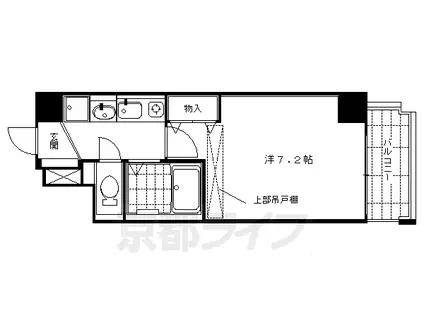 京都市烏丸線 烏丸御池駅 徒歩4分 11階建 築20年(1K/10階)の間取り写真