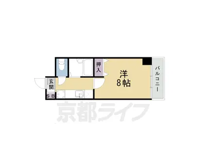 山陰本線 二条駅 徒歩7分 5階建 築31年(1K/4階)の間取り写真