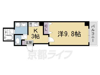 阪急電鉄京都線 大宮駅(京都) 徒歩5分 10階建 築24年(1K/5階)の間取り写真