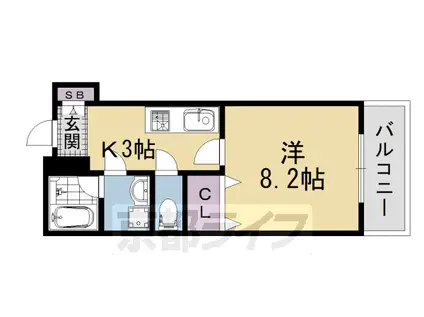 阪急電鉄京都線 大宮駅(京都) 徒歩5分 10階建 築24年(1K/4階)の間取り写真
