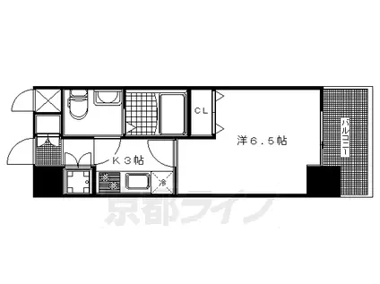 京阪電気鉄道京阪線 清水五条駅 徒歩12分 7階建 築20年(1K/6階)の間取り写真