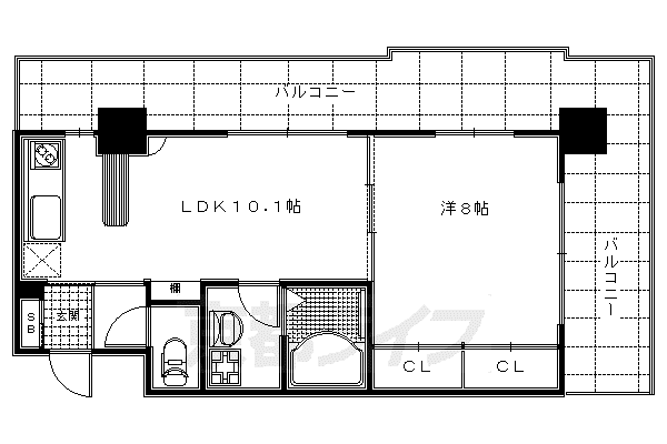 阪急電鉄京都線 大宮駅(京都) 徒歩3分 9階建 築21年(1LDK/6階)の間取り写真
