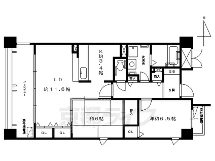阪急電鉄京都線 大宮駅(京都) 徒歩6分 10階建 築22年(2LDK/7階)の間取り写真