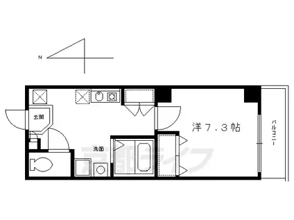 京都市烏丸線 四条駅(京都市営) 徒歩10分 6階建 築20年(1K/2階)の間取り写真