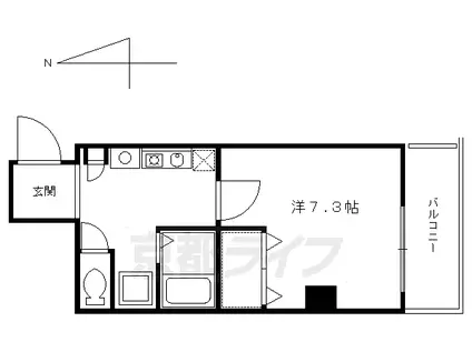 京都市烏丸線 四条駅(京都市営) 徒歩10分 6階建 築21年(1K/4階)の間取り写真