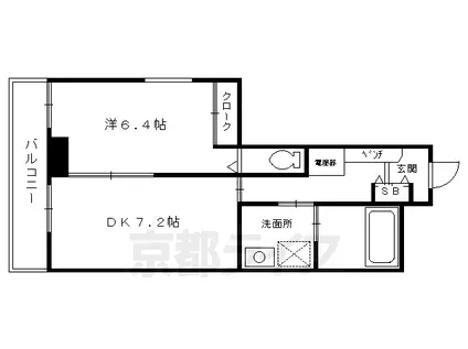 ルミノーサ三条小川(1DK/4階)の間取り写真