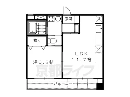 ルミノーサ三条小川(1LDK/2階)の間取り写真
