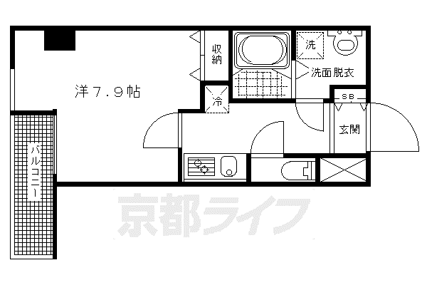 京都市烏丸線 丸太町駅(京都市営) 徒歩3分 5階建 築21年(1K/3階)の間取り写真