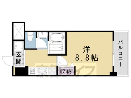 京都市烏丸線 烏丸御池駅 徒歩4分 10階建 築22年(1K/2階)の間取り写真