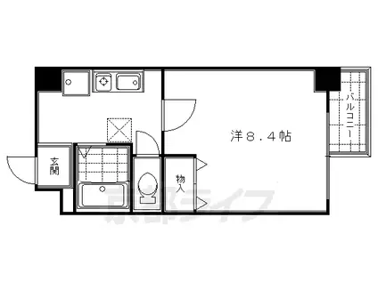 京都市烏丸線 烏丸御池駅 徒歩4分 10階建 築22年(1K/4階)の間取り写真
