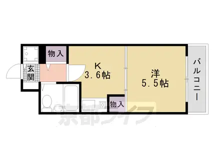 阪急電鉄京都線 大宮駅(京都) 徒歩5分 4階建 築37年(1DK/4階)の間取り写真