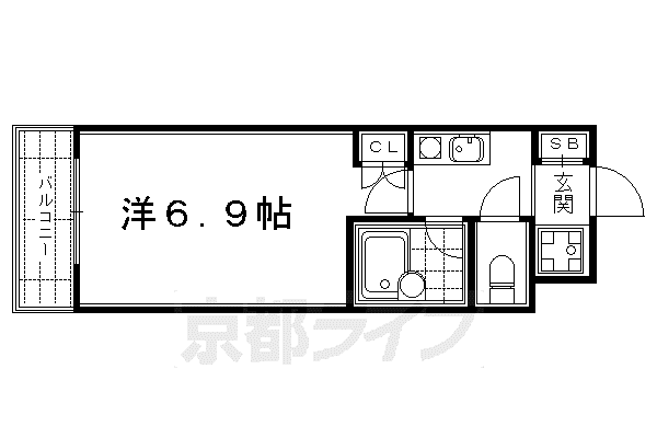 京都市烏丸線 四条駅(京都市営) 徒歩5分 10階建 築29年(1K/7階)の間取り写真