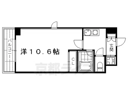 京都市烏丸線 四条駅(京都市営) 徒歩5分 10階建 築28年(1K/9階)の間取り写真