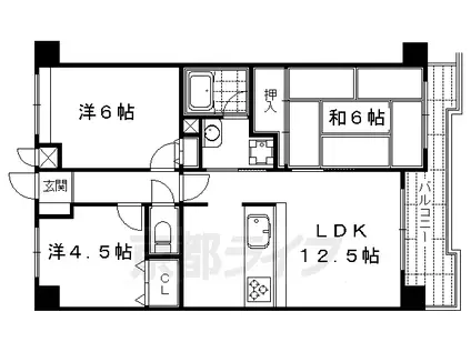 京都市東西線 二条城前駅 徒歩4分 10階建 築28年(3LDK/5階)の間取り写真