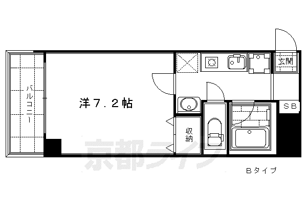 京都市東西線 京都市役所前駅 徒歩6分 10階建 築20年(1K/7階)の間取り写真