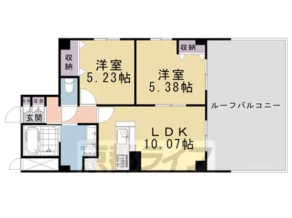 京都市烏丸線 烏丸御池駅 徒歩7分 6階建 築19年(2LDK/4階)の間取り写真