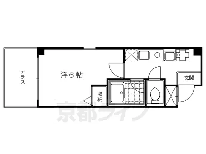 京都市烏丸線 烏丸御池駅 徒歩5分 5階建 築19年(1K/2階)の間取り写真