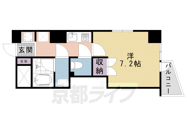 京都市烏丸線 今出川駅 徒歩4分 11階建 築20年(1K/9階)の間取り写真