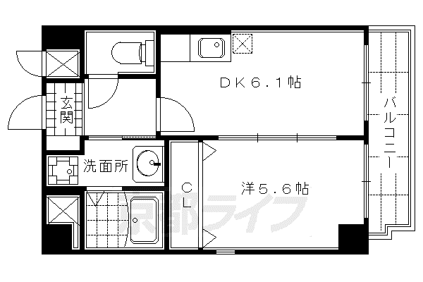 京都市烏丸線 丸太町駅(京都市営) 徒歩5分 10階建 築20年(1DK/7階)の間取り写真
