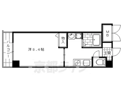 山陰本線 二条駅 徒歩8分 3階建 築20年(1K/2階)の間取り写真