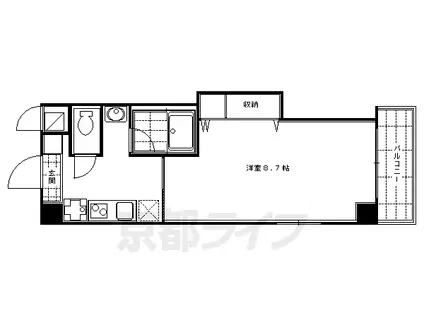 阪急電鉄京都線 大宮駅(京都) 徒歩8分 7階建 築19年(1K/4階)の間取り写真